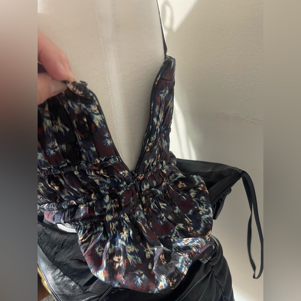 Ulla Johnson Black and Gray Smocked Peplum Blouse - Picture 4 of 4